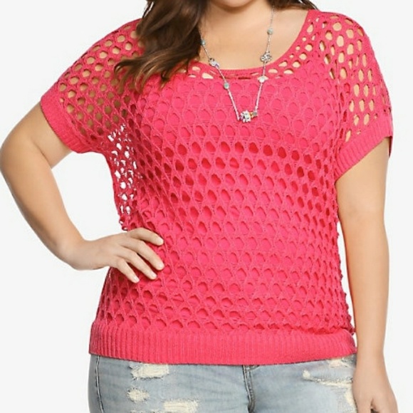 Torrid Sweaters - 💞 Torrid Rouge Pink Open Stitch Sweater Size 2X